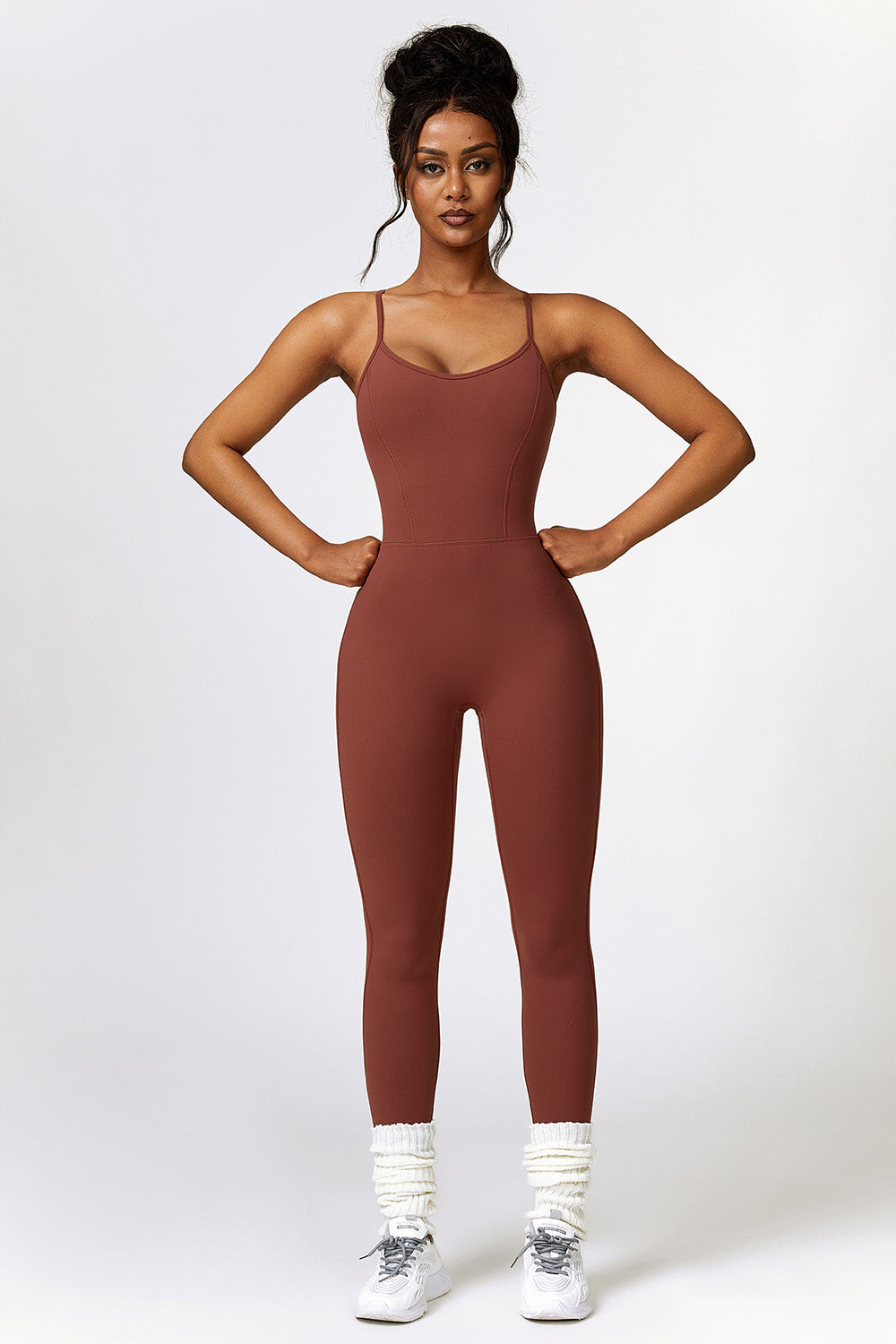 Open Back Spaghetti Strap Sports Jumpsuit - Tantalize Boutique