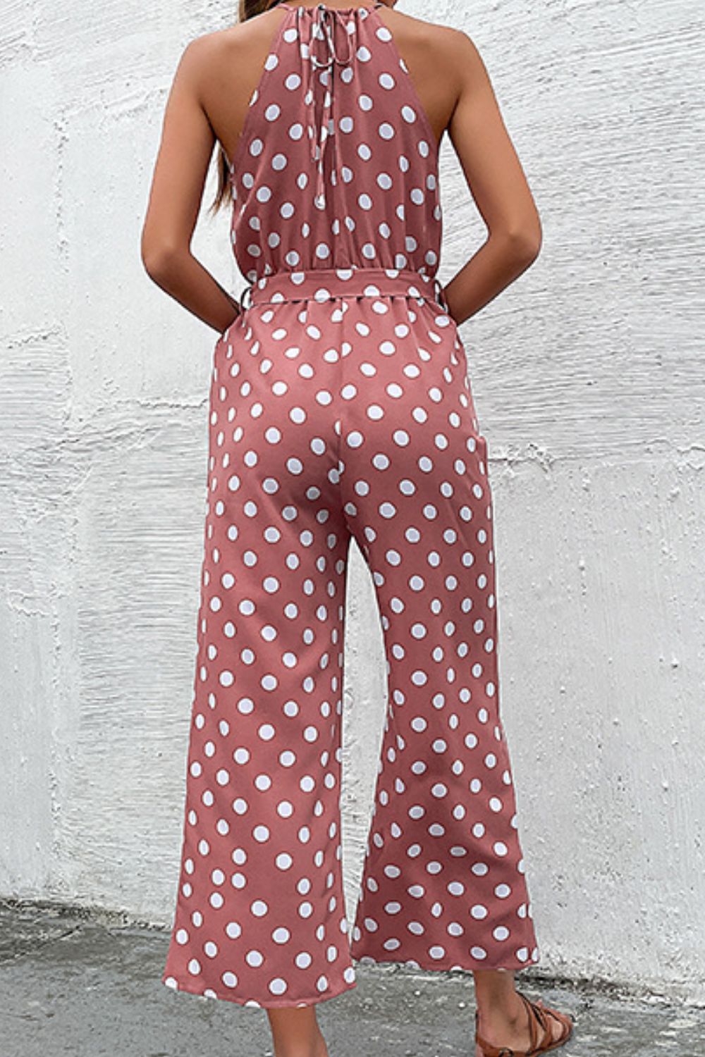 Polka Dot Grecian Wide Leg Jumpsuit - Tantalize Boutique