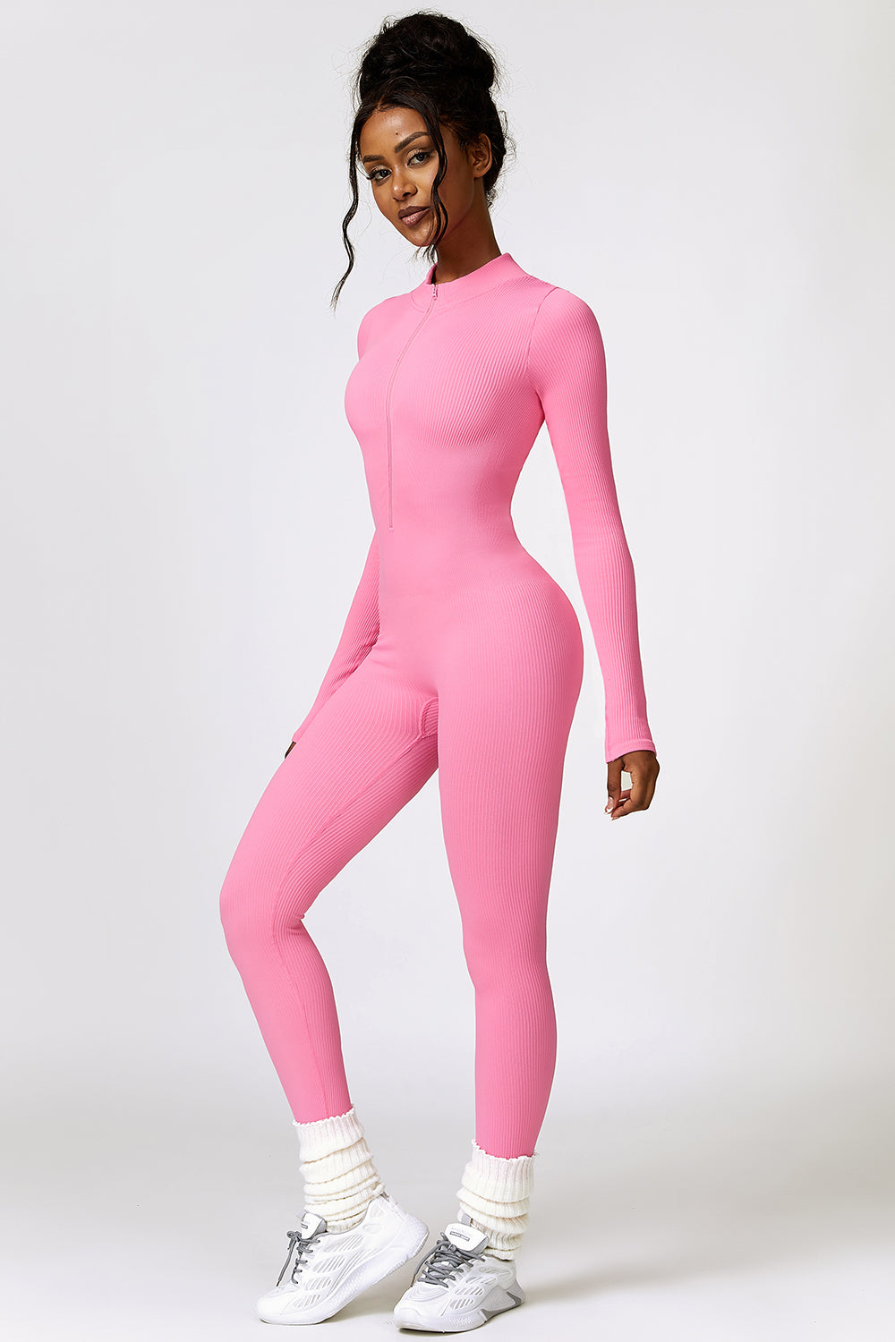 Half Zip Long Sleeve Active Jumpsuit - Tantalize Boutique