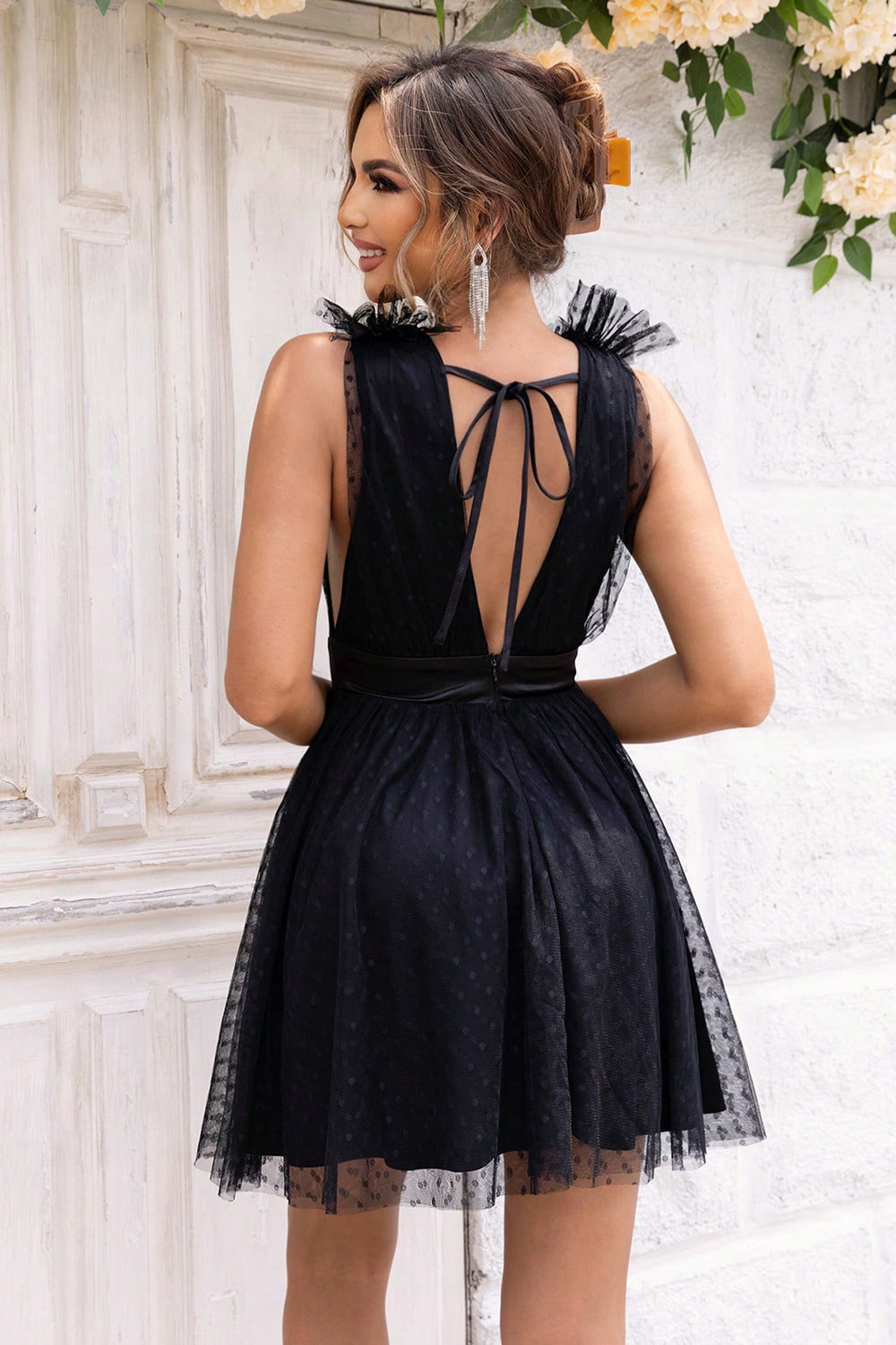 Open Back Sleeveless Mesh Dress - Tantalize Boutique
