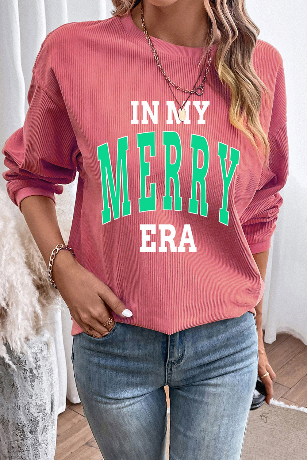 IN MY MERRY ERA Graphic Corded Sweatshirt - Tantalize Boutique