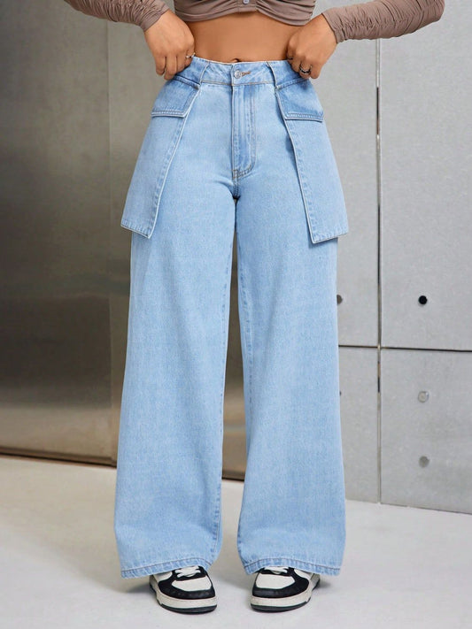 Wide Leg Jeans with Pockets - Tantalize Boutique