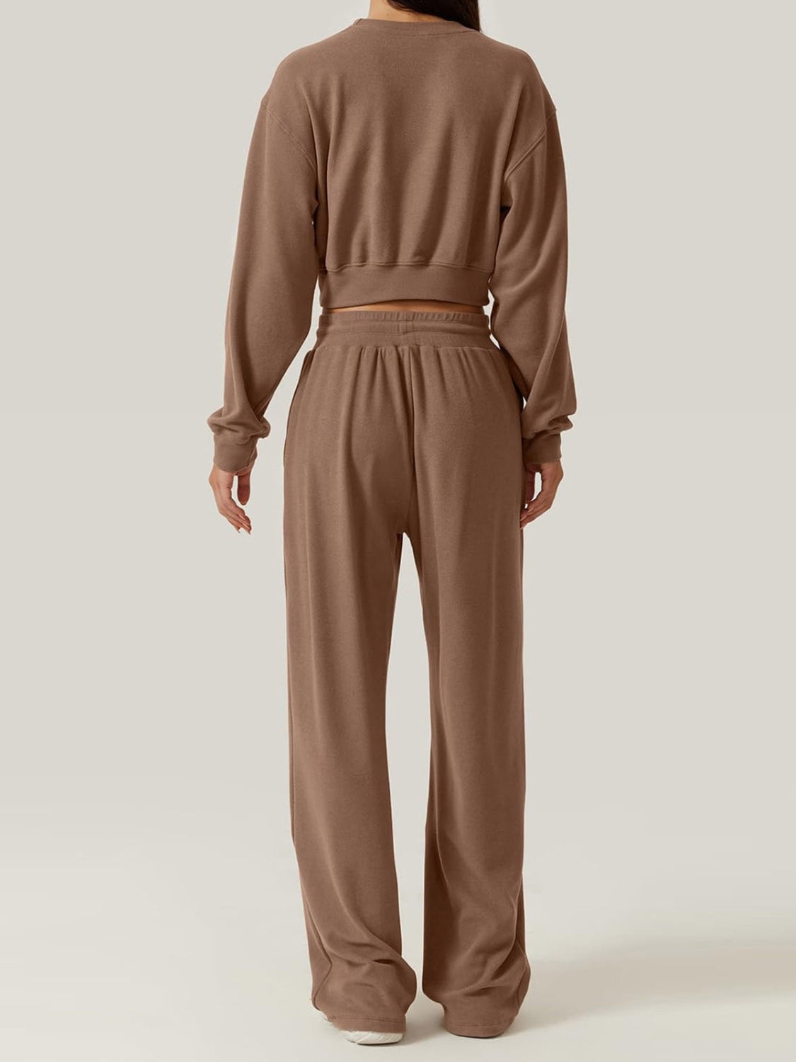 Crisscross Round Neck Top and Drawstring Pants Set - Tantalize Boutique