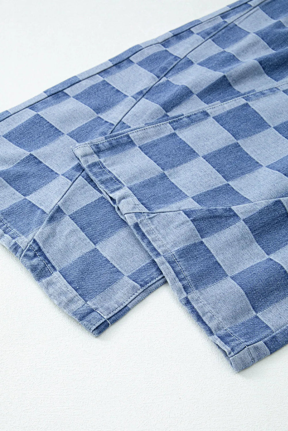 Checkered Wide Leg Jeans with Pockets - Tantalize Boutique