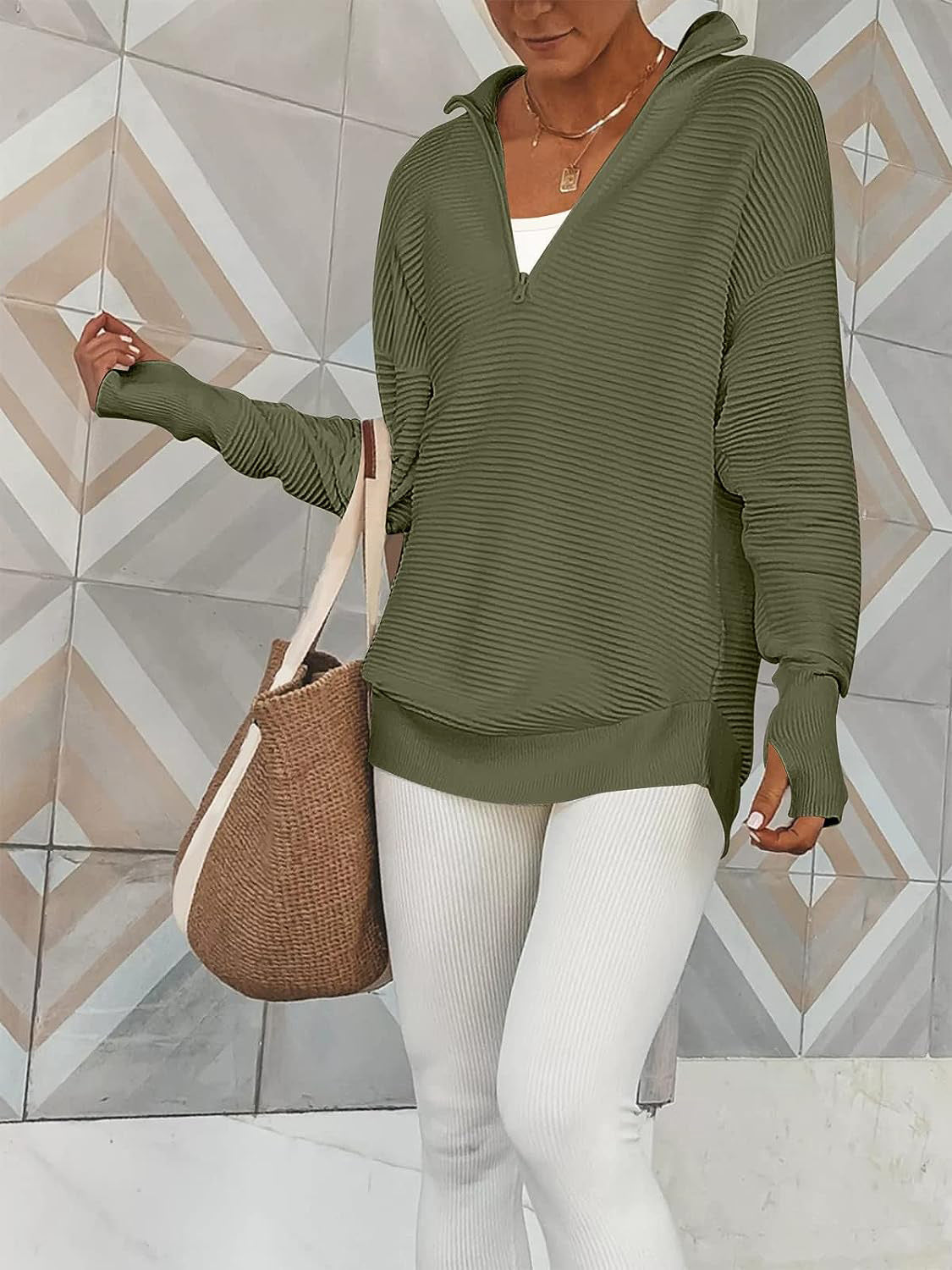 Half Zip Long Sleeve Knit Top - Tantalize Boutique