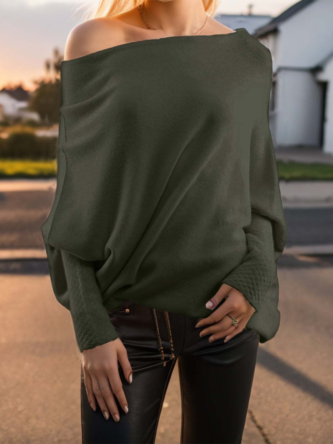 Texture Round Neck Long Sleeve Sweater - Tantalize Boutique