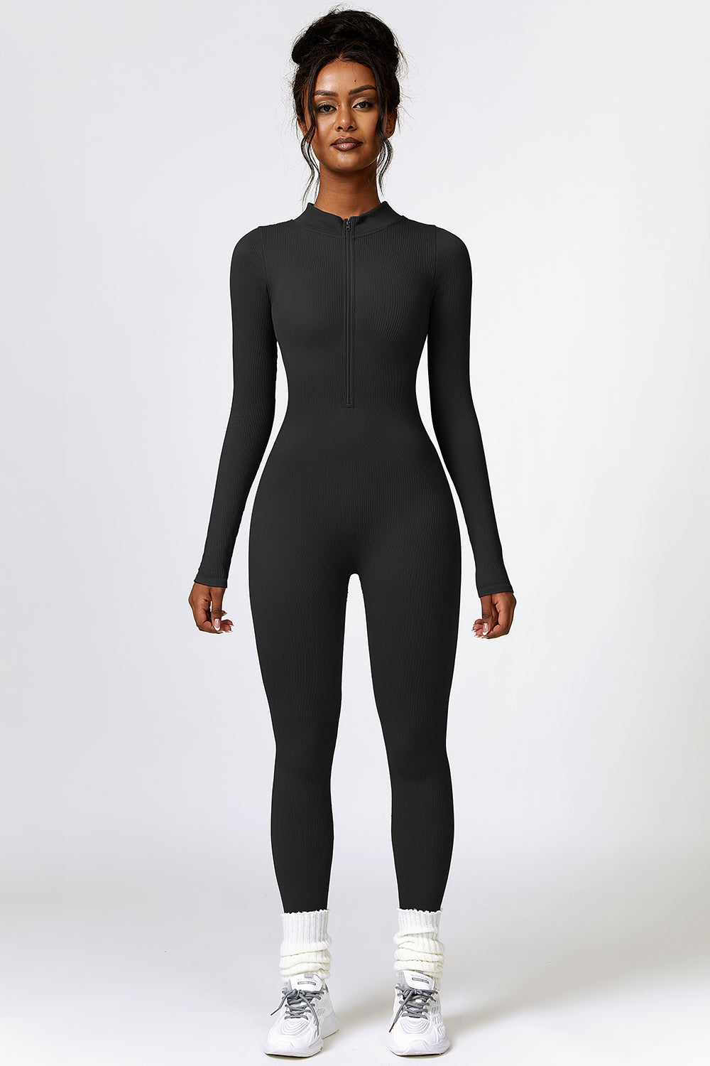 Half Zip Long Sleeve Active Jumpsuit - Tantalize Boutique