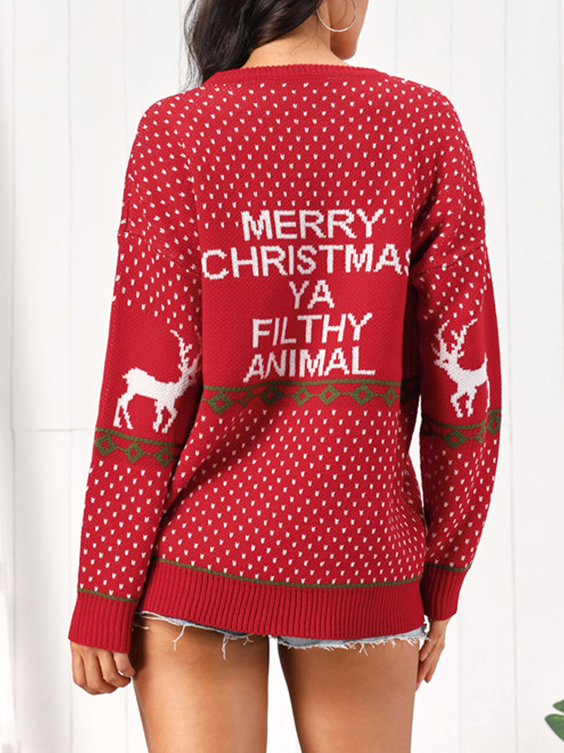 Christmas Element Round Neck Sweater - Tantalize Boutique