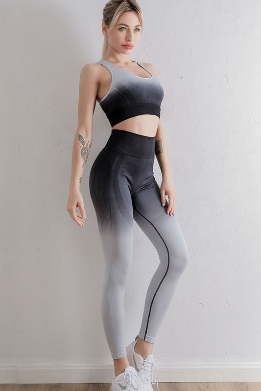 Gradient Sports Bra and Leggings Set - Tantalize Boutique