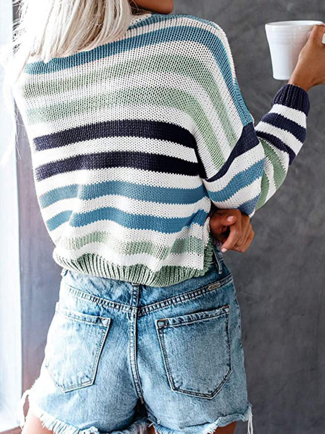 Striped Round Neck Knit Top - Tantalize Boutique