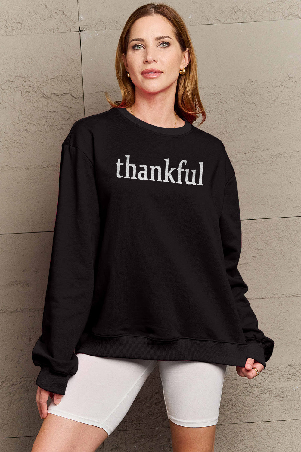 Simply Love Full Size THANKFUL Graphic Sweatshirt - Tantalize Boutique