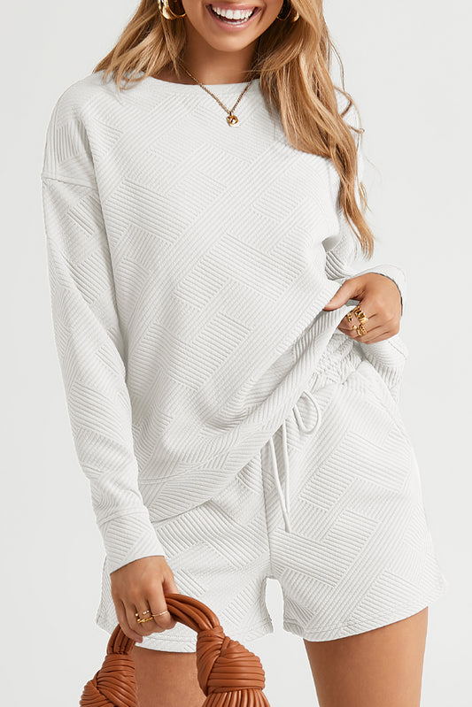 Round Neck Dropped Shoulder Top and Shorts Set - Tantalize Boutique