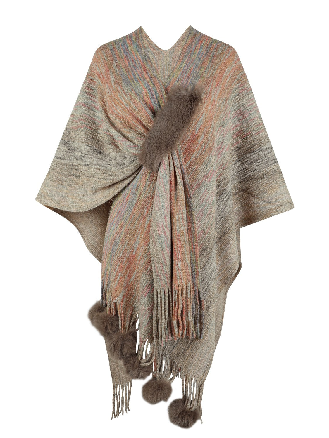 Heathered Fringe Hem Poncho - Tantalize Boutique