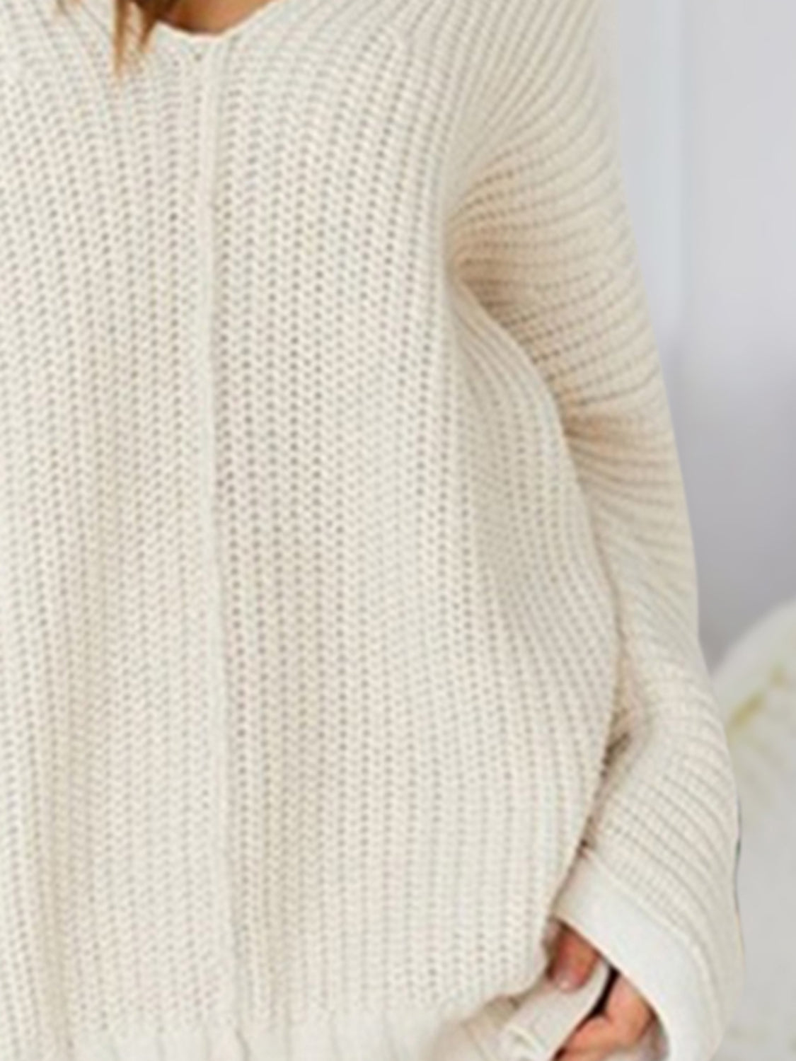 V-Neck Long Sleeve Mini Sweater Dress - Tantalize Boutique