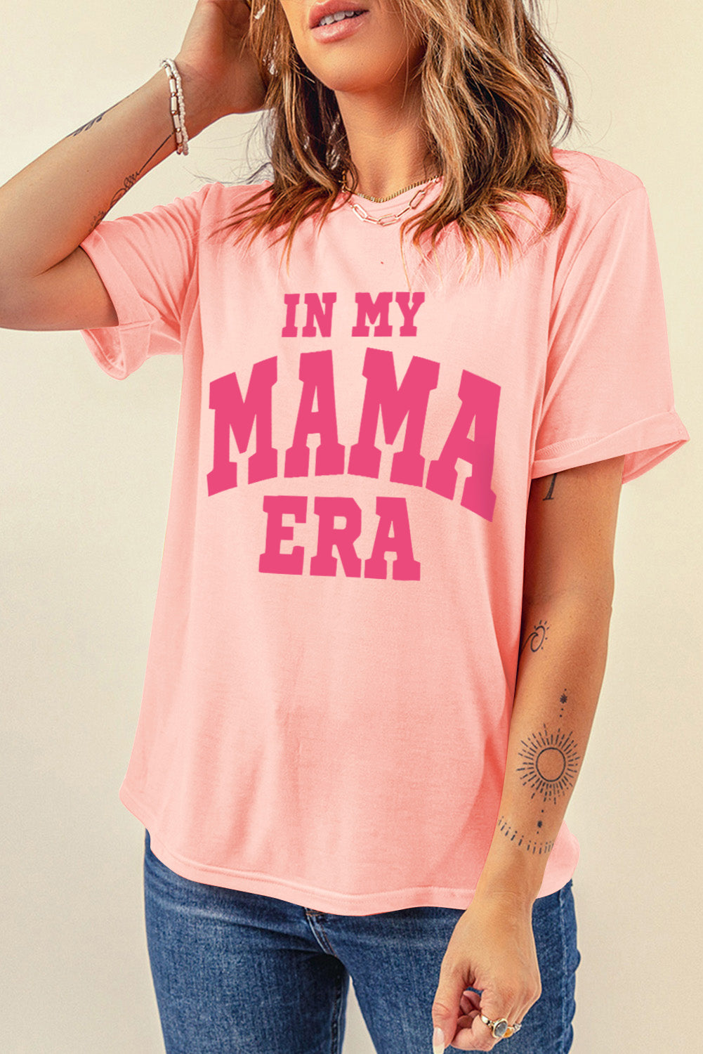IN MY MAMA ERA Round Neck T-Shirt - Tantalize Boutique
