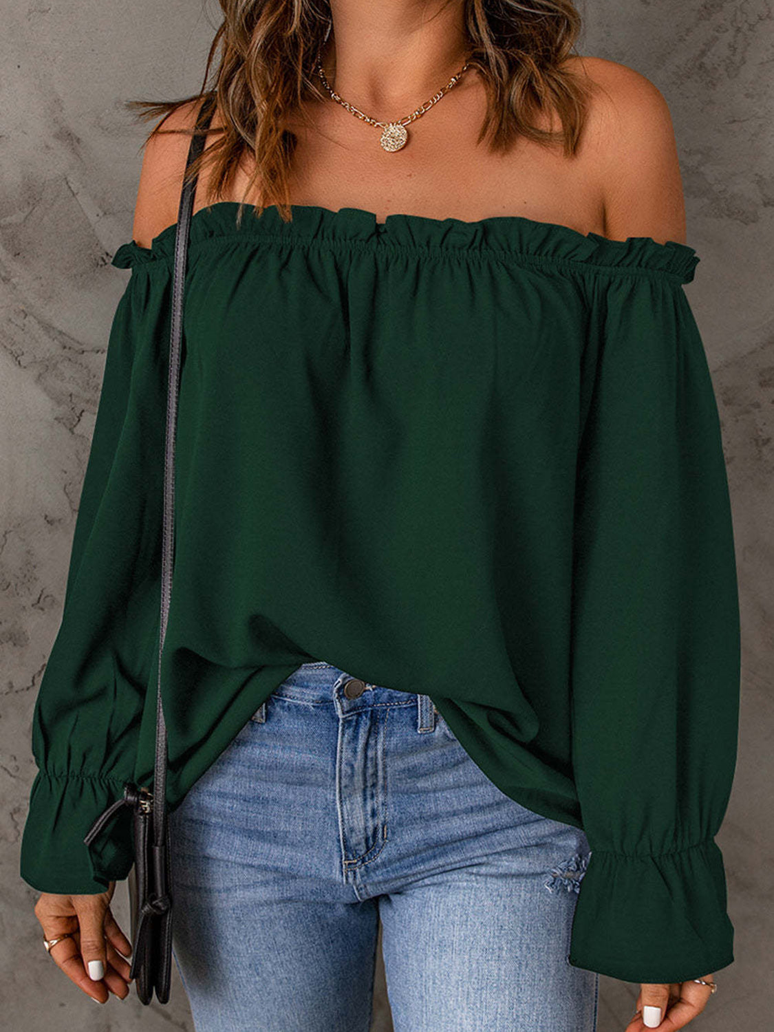 Off-Shoulder Flounce Sleeve Blouse - Tantalize Boutique