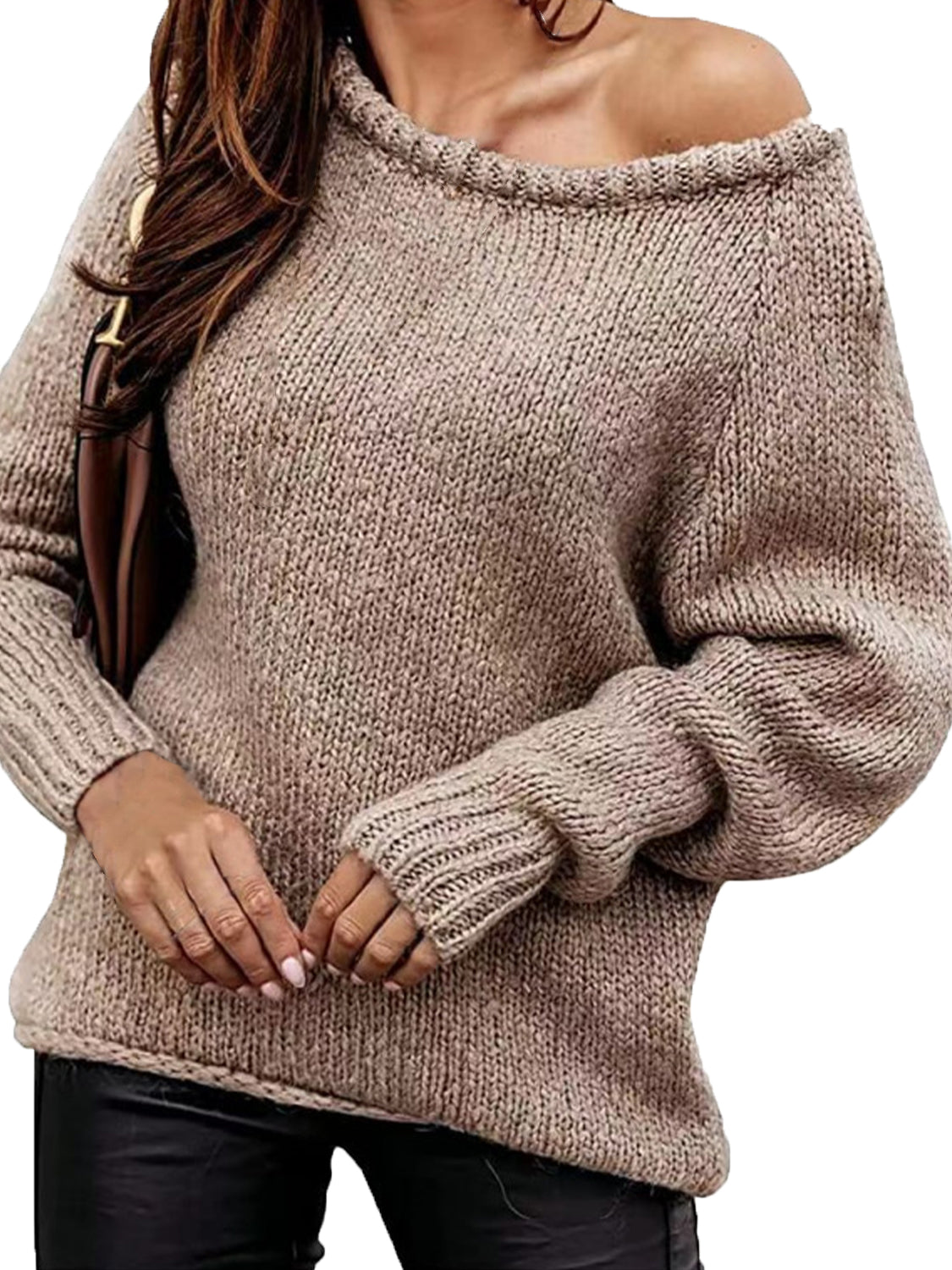 One Shoulder Long Sleeve Sweater - Tantalize Boutique