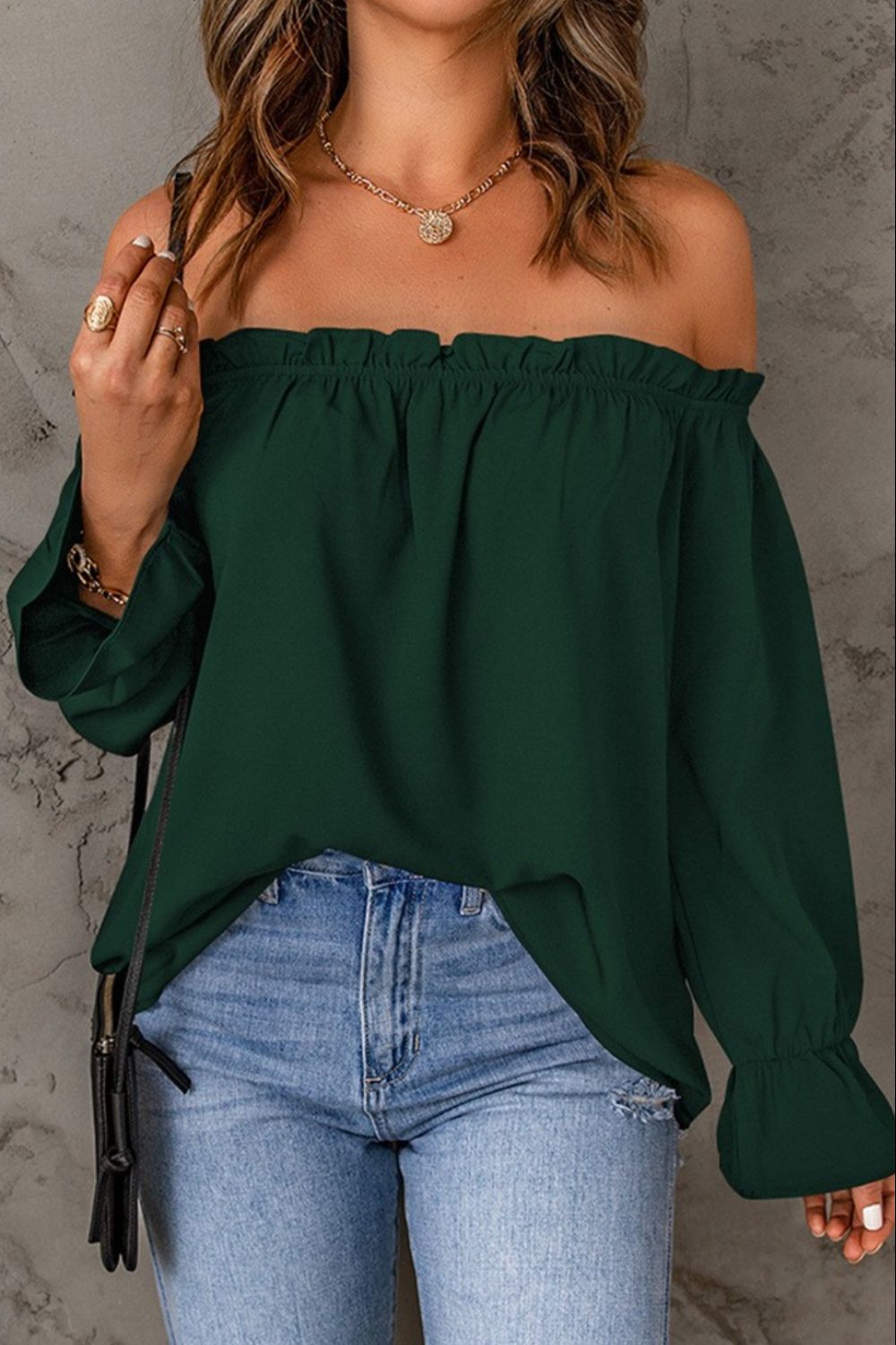 Frill Off-Shoulder Flounce Sleeve Blouse - Tantalize Boutique