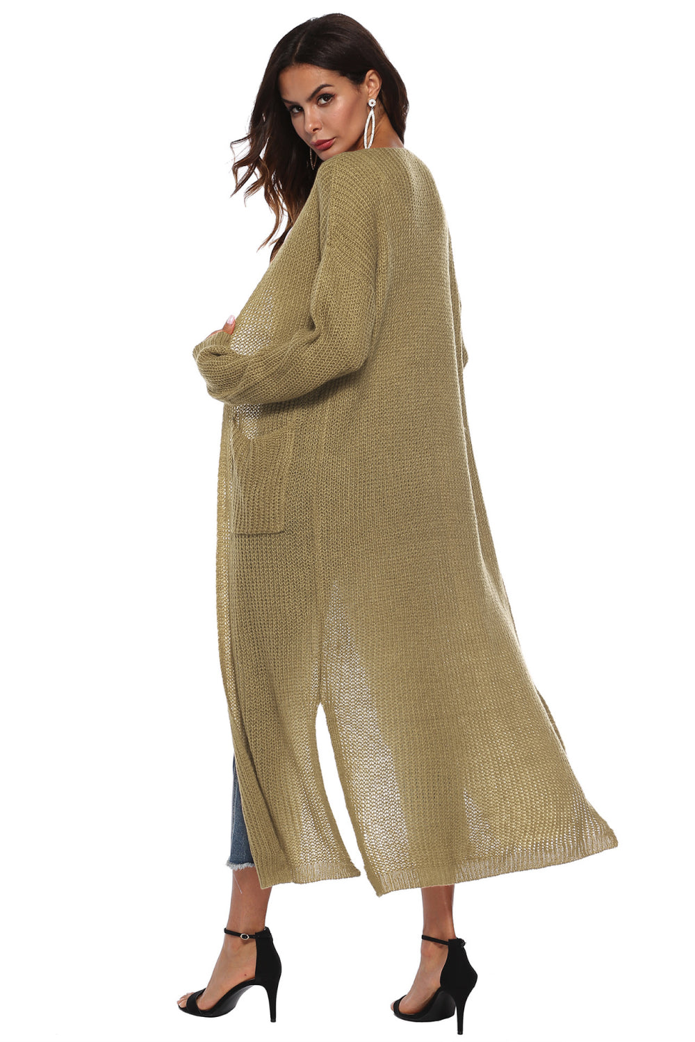 Long Sleeve Open Front Buttoned Cardigan - Tantalize Boutique