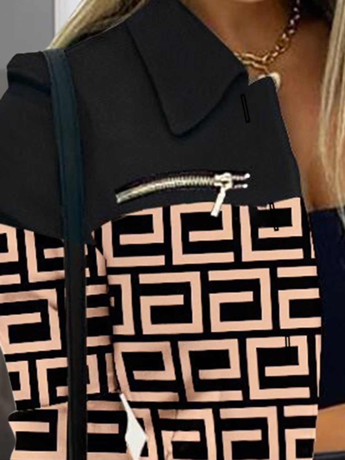 Printed Button Up Zip Detail Shacket - Tantalize Boutique