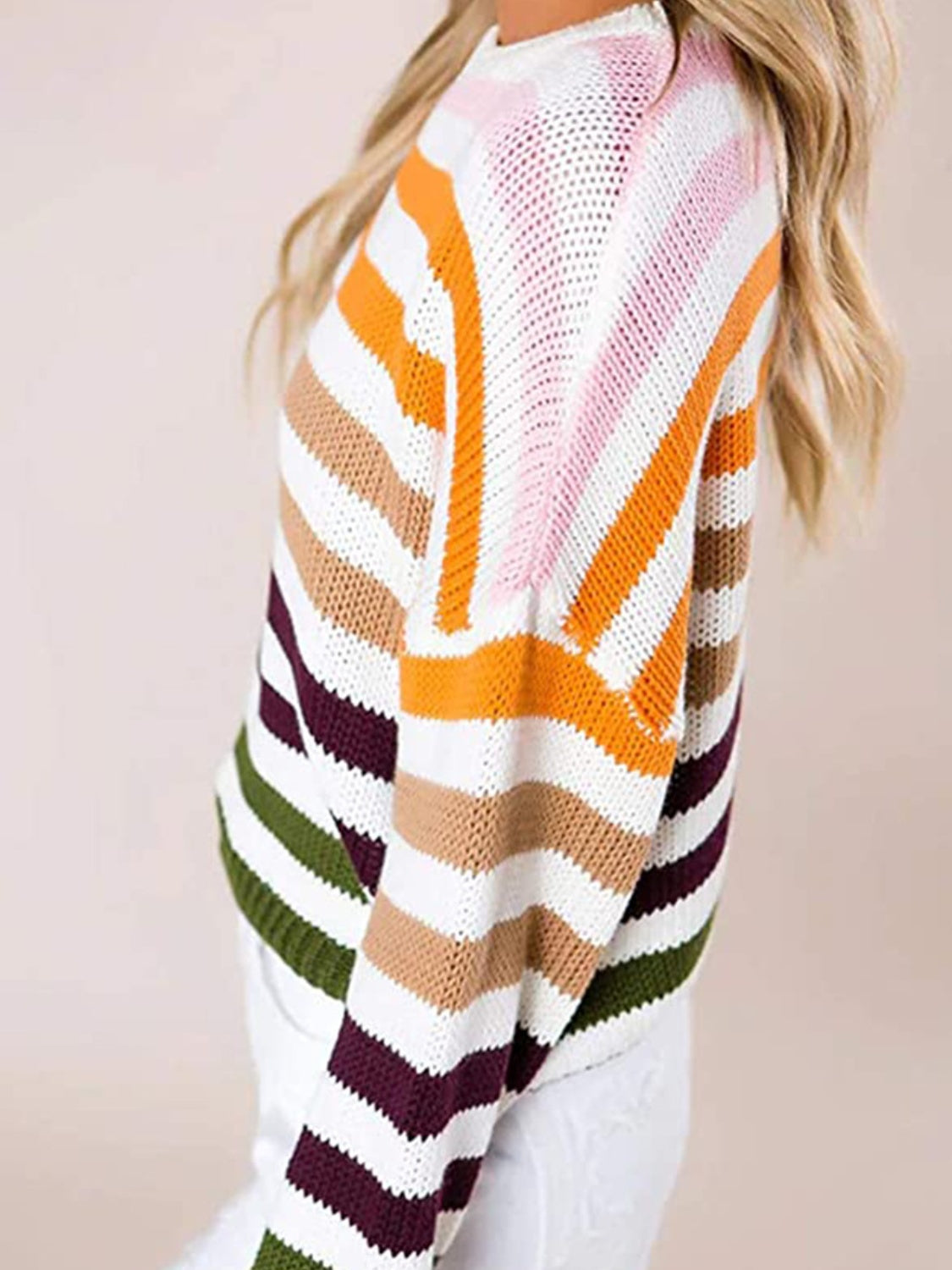 Striped Round Neck Knit Top - Tantalize Boutique