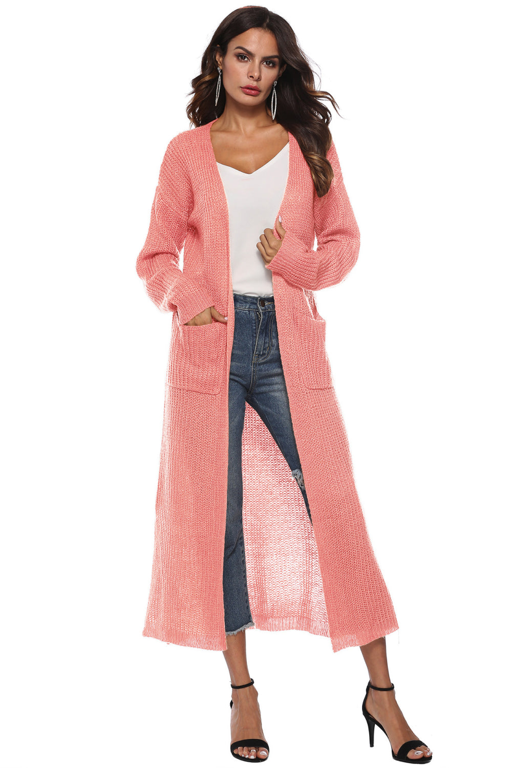 Long Sleeve Open Front Buttoned Cardigan - Tantalize Boutique