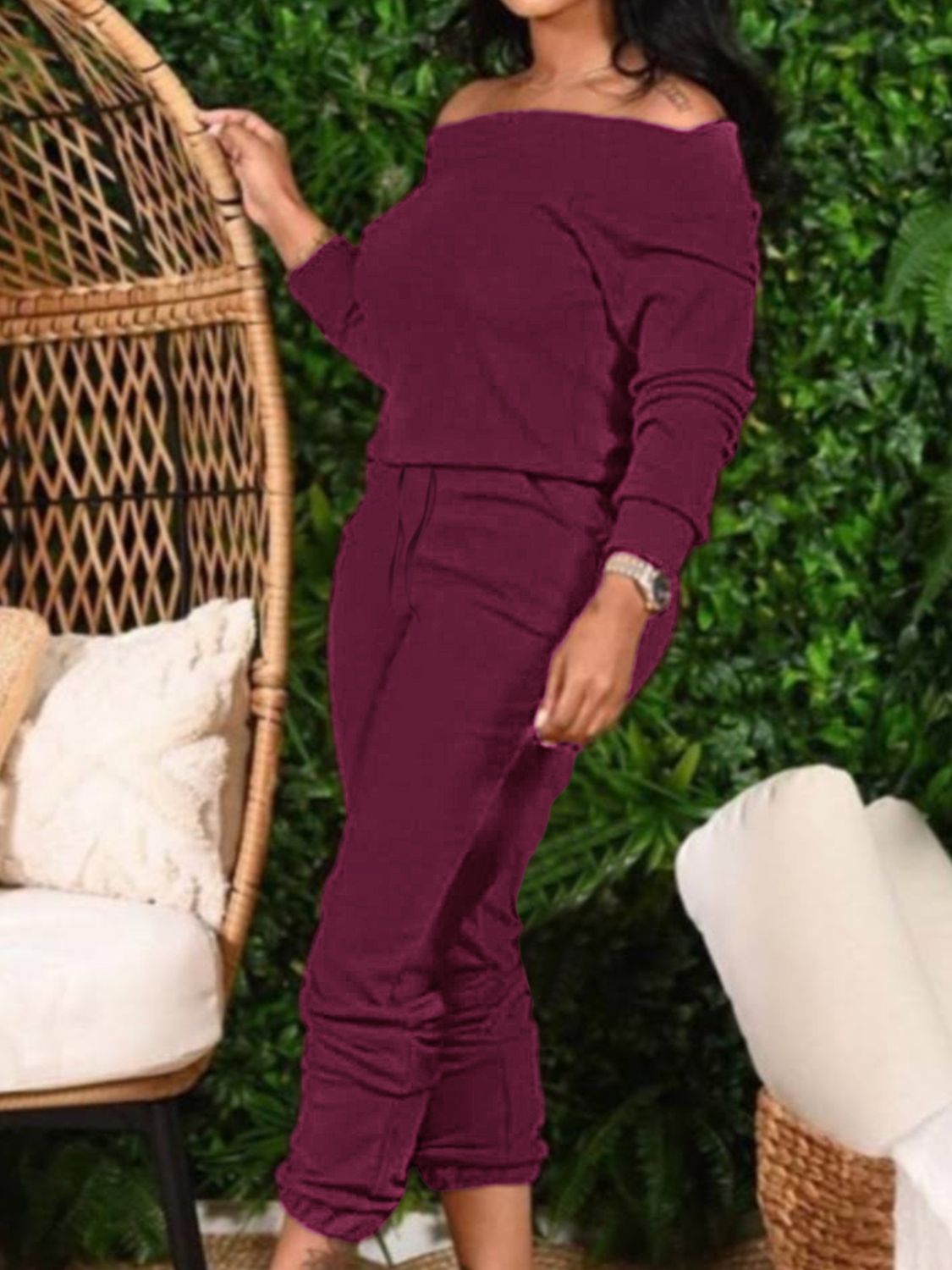 Off-Shoulder Top and Pants Set - Tantalize Boutique