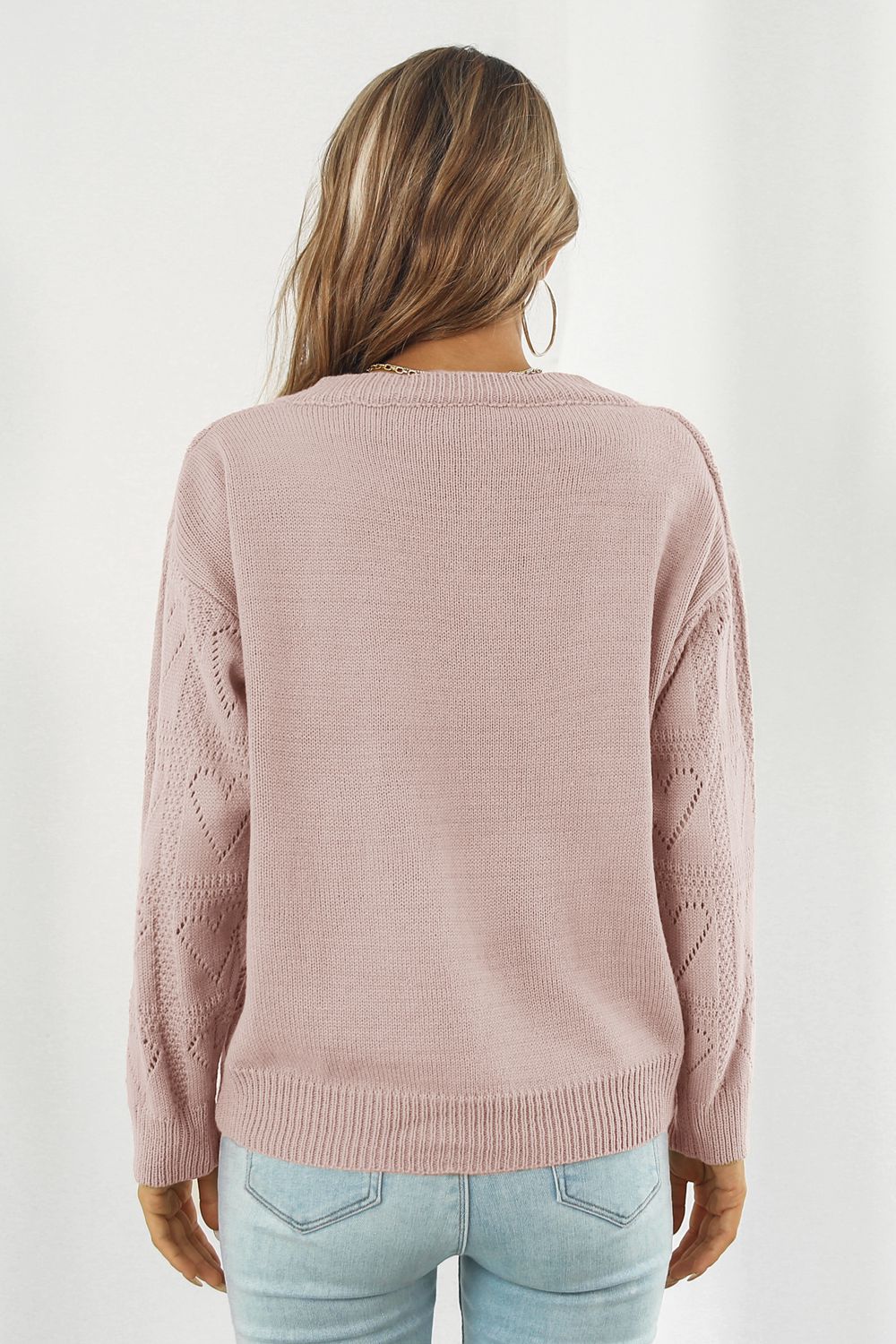 V-Neck Drop Shoulder Sweater - Tantalize Boutique