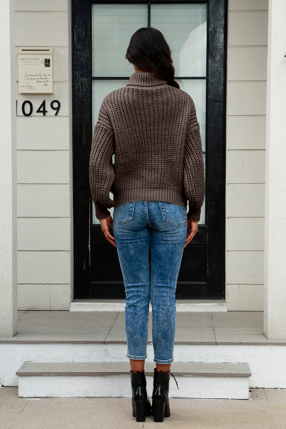 Cable-Knit Turtleneck Long Sleeve Sweater - Tantalize Boutique
