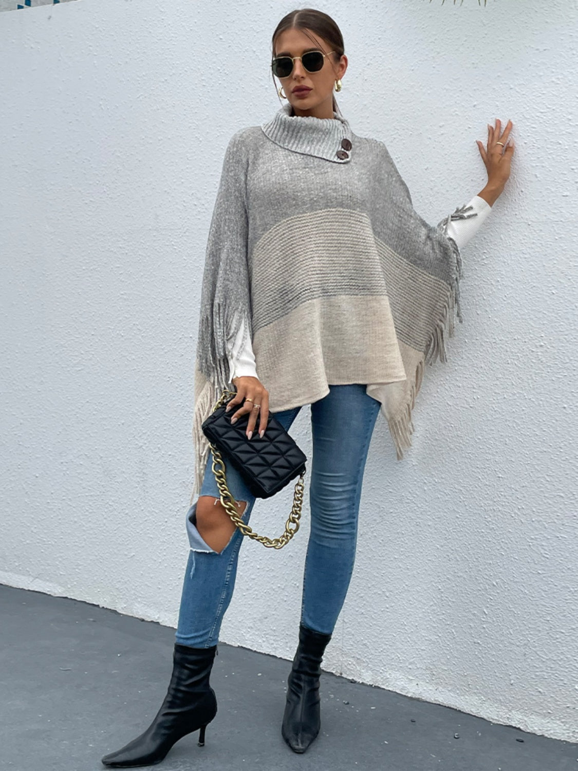 Color Block Fringed Sweater - Tantalize Boutique