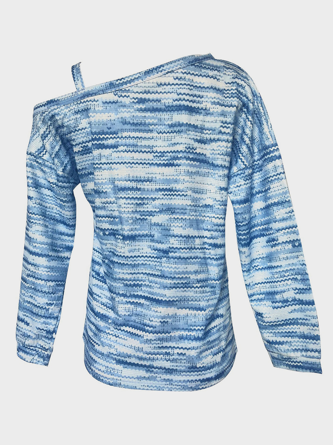 Heathered Asymmetrical Neck Long Sleeve T-Shirt - Tantalize Boutique