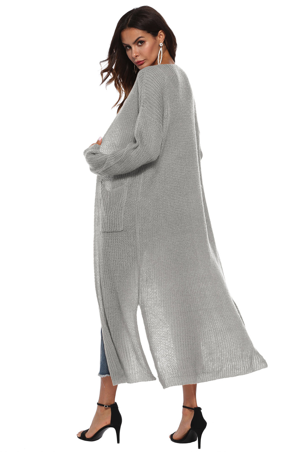 Long Sleeve Open Front Buttoned Cardigan - Tantalize Boutique