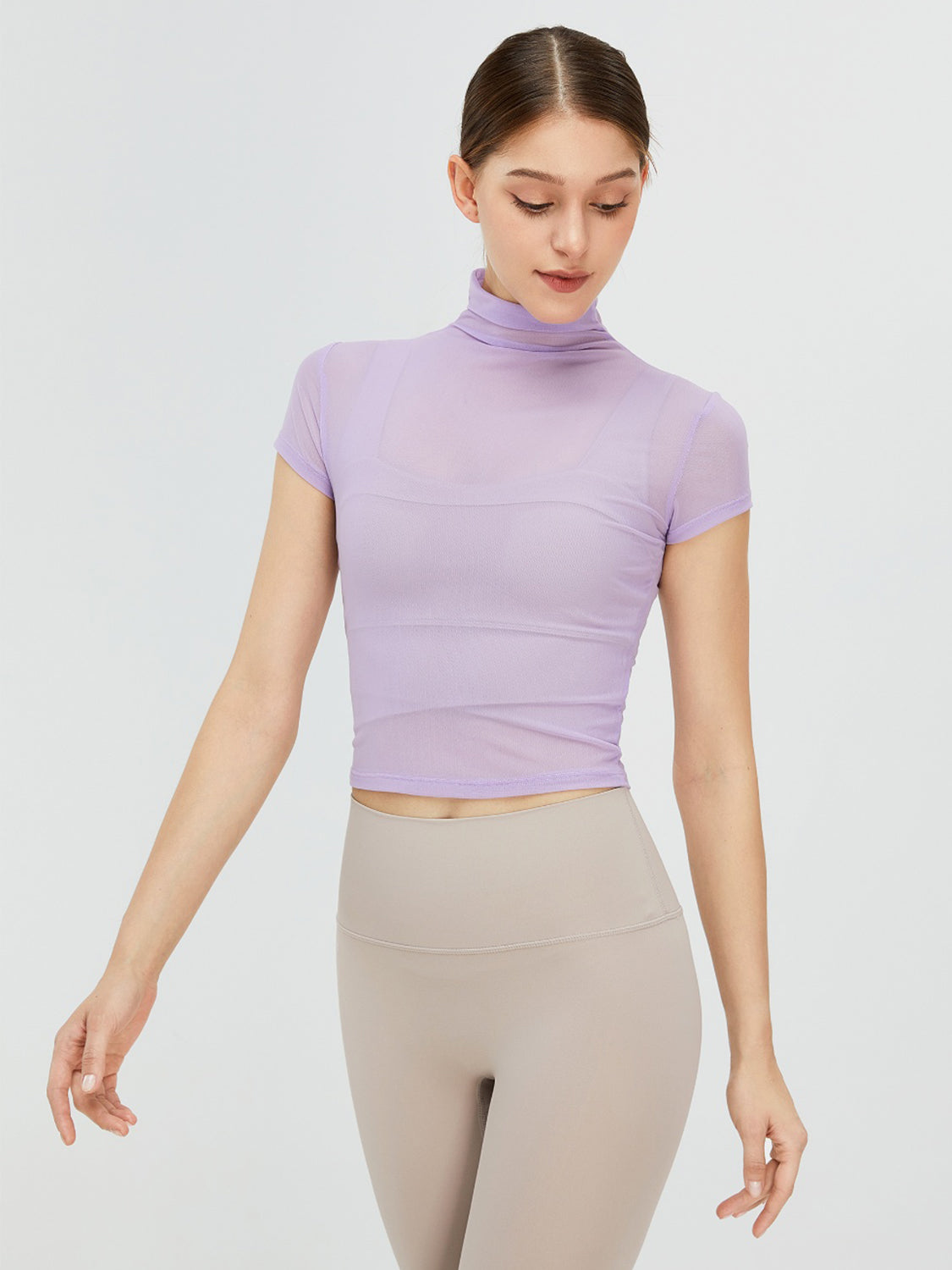 Turtleneck Cap Sleeve Active T-Shirt - Tantalize Boutique