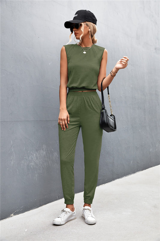 Sleeveless Top and Joggers Set - Tantalize Boutique
