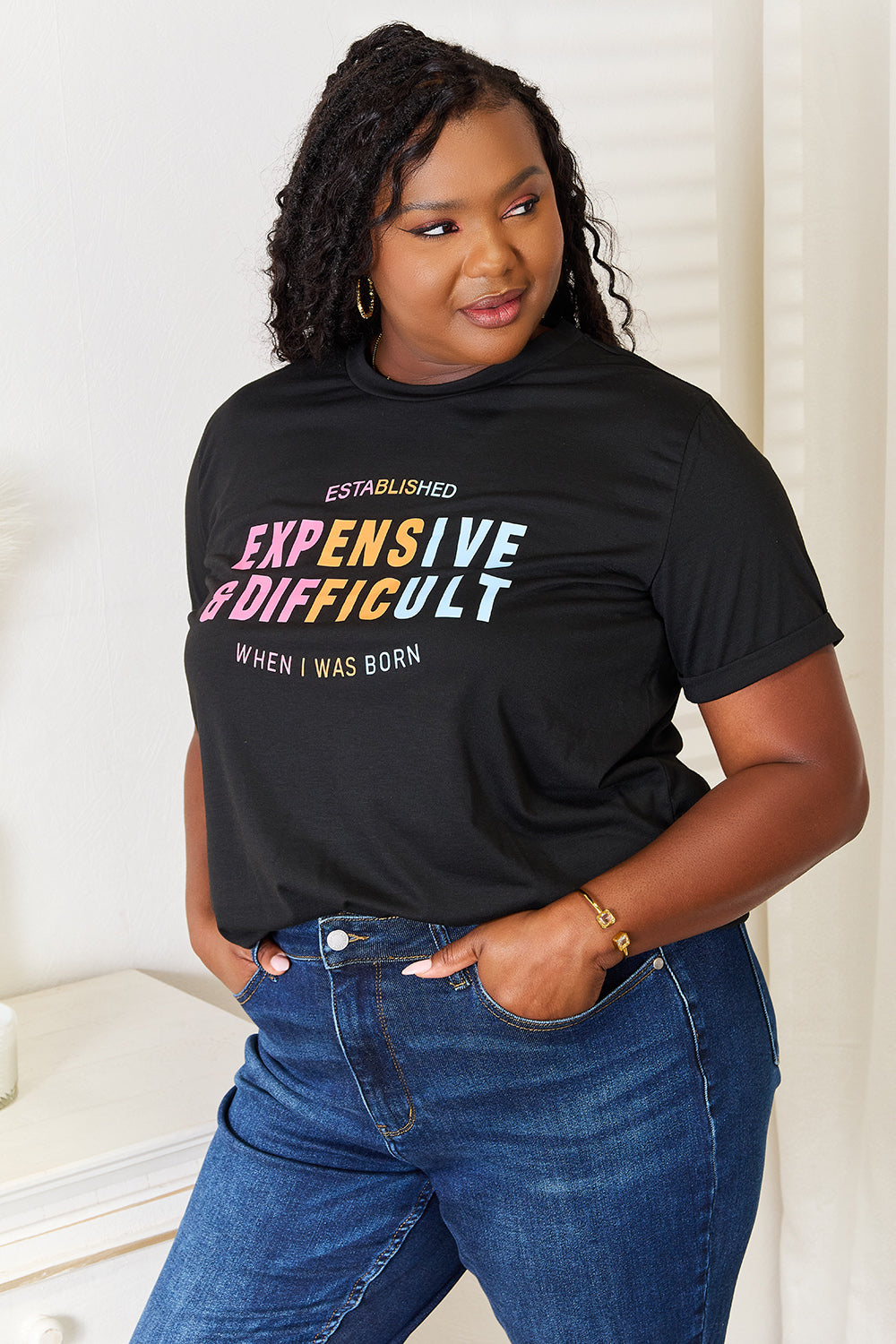 Simply Love Slogan Graphic Cuffed Sleeve T-Shirt - Tantalize Boutique