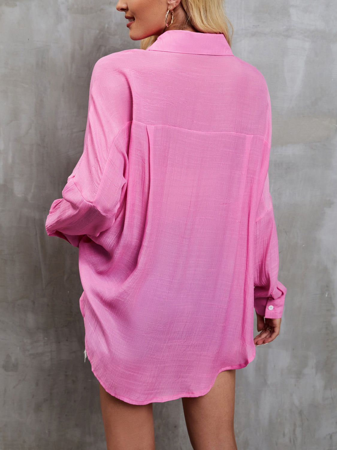 Pocketed Button Up Long Sleeve Shirt - Tantalize Boutique