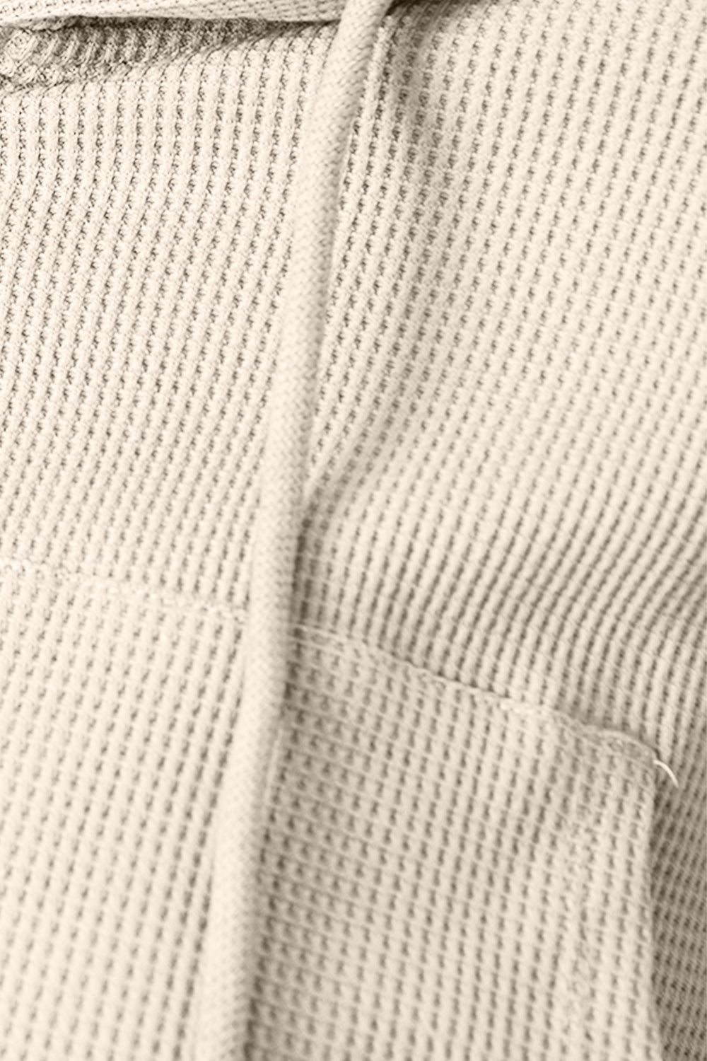 Waffle-Knit Drawstring Zip Up Hoodie - Tantalize Boutique