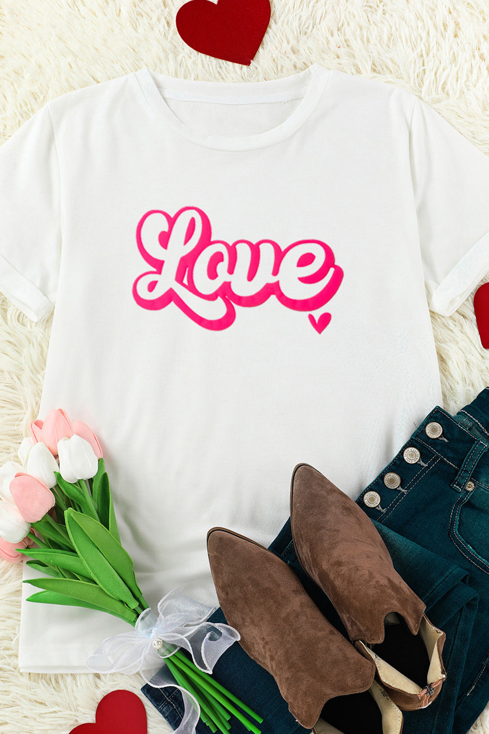 LOVE Round Neck Short Sleeve T-Shirt - Tantalize Boutique