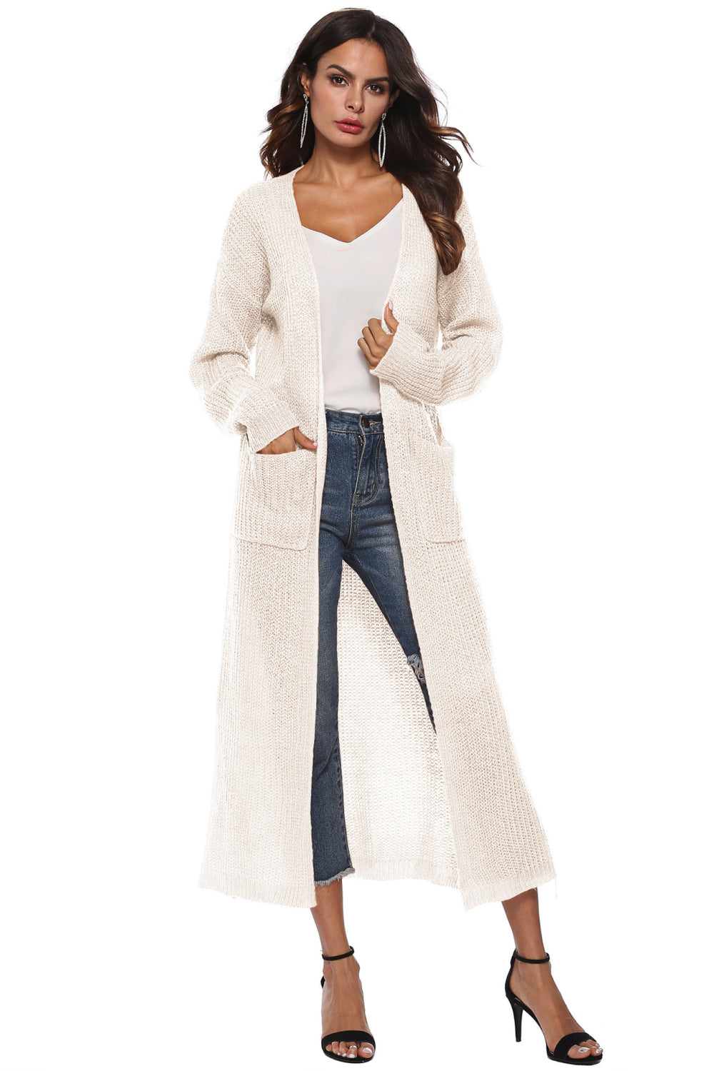 Long Sleeve Open Front Buttoned Cardigan - Tantalize Boutique