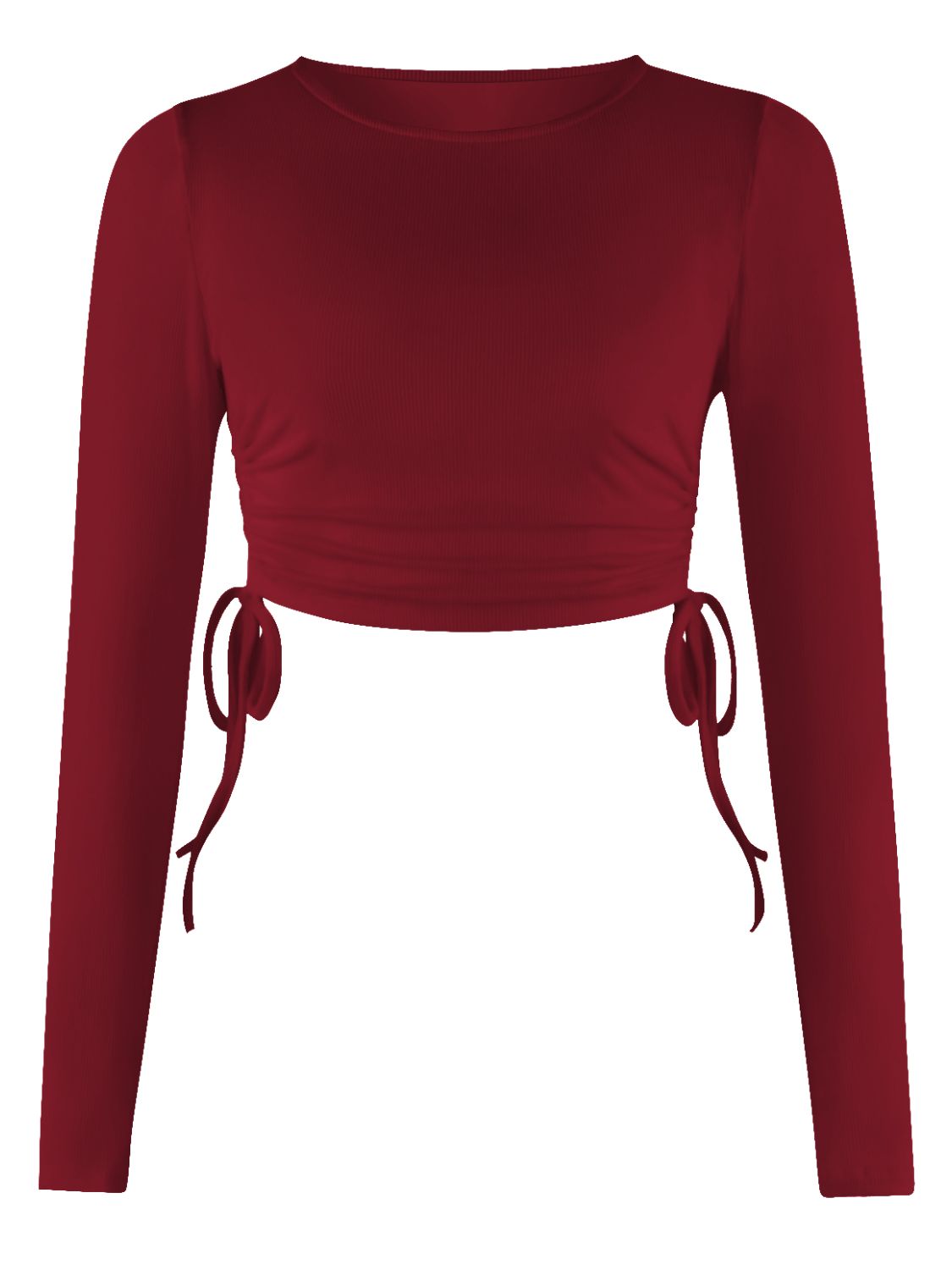 Drawstring Round Neck Long Sleeve Top - Tantalize Boutique