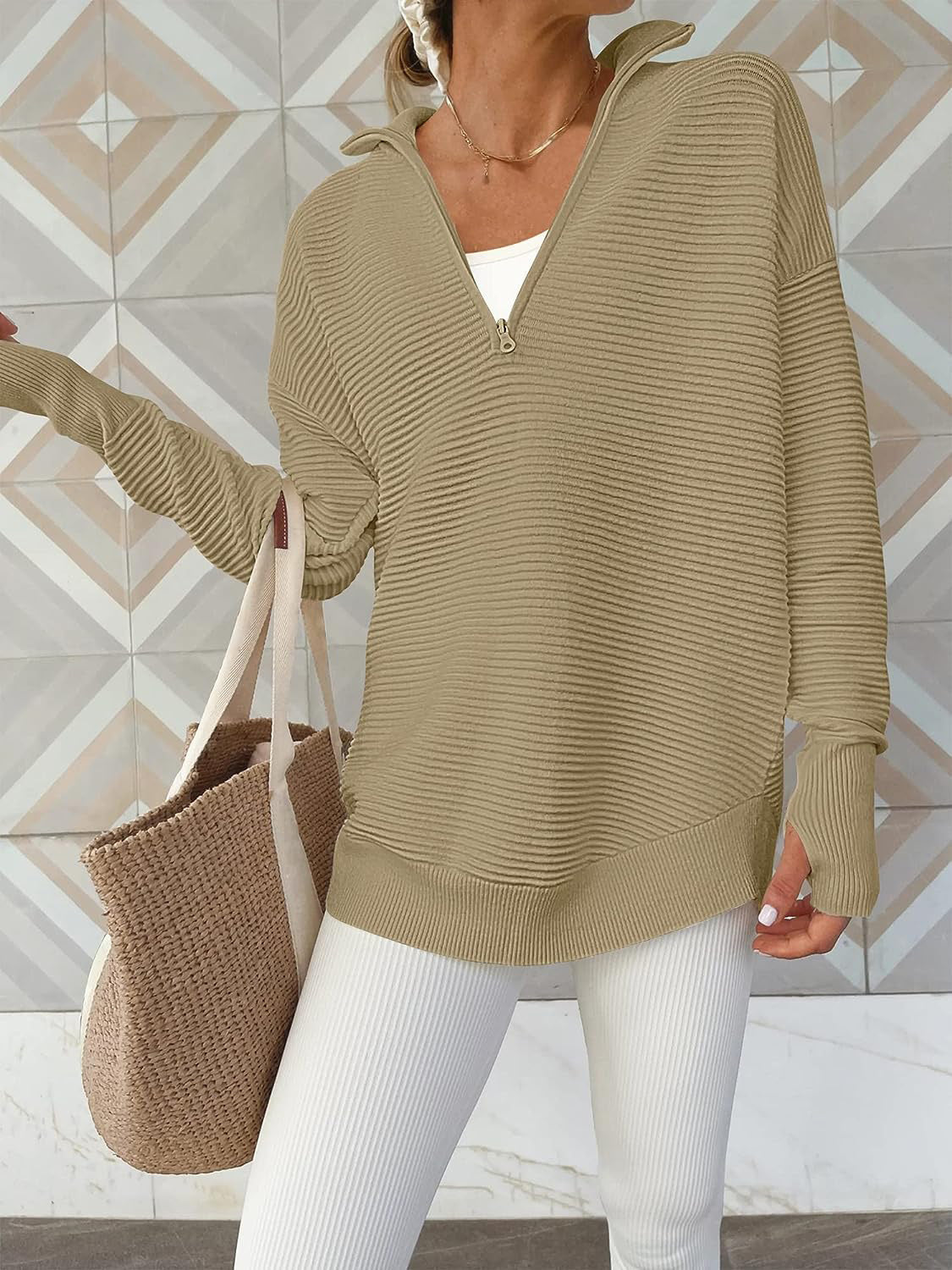 Half Zip Long Sleeve Knit Top - Tantalize Boutique