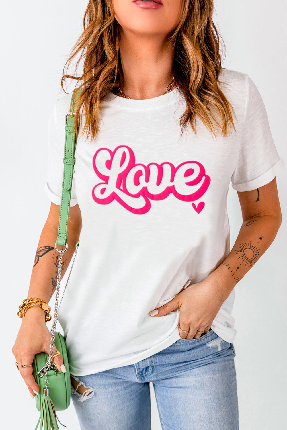 LOVE Round Neck Short Sleeve T-Shirt - Tantalize Boutique