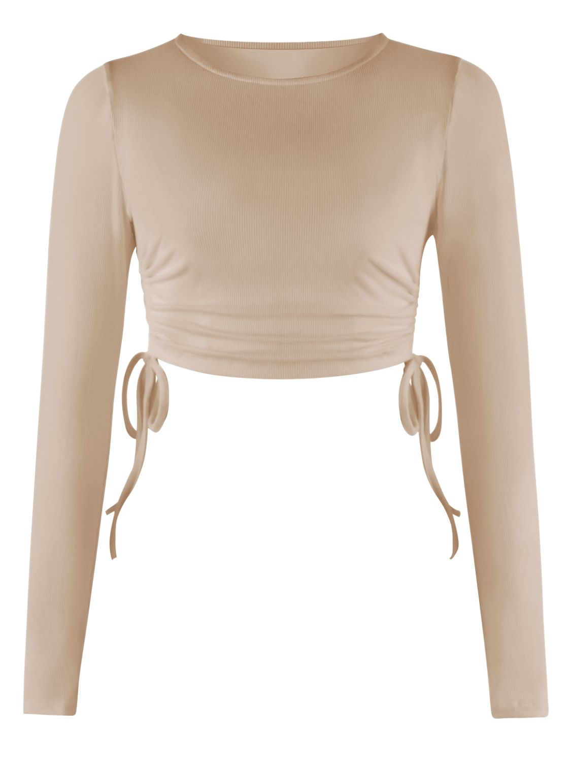 Drawstring Round Neck Long Sleeve Top - Tantalize Boutique