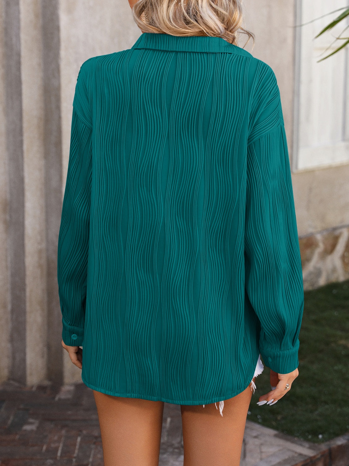 Button Up Dropped Shoulder Shirt - Tantalize Boutique