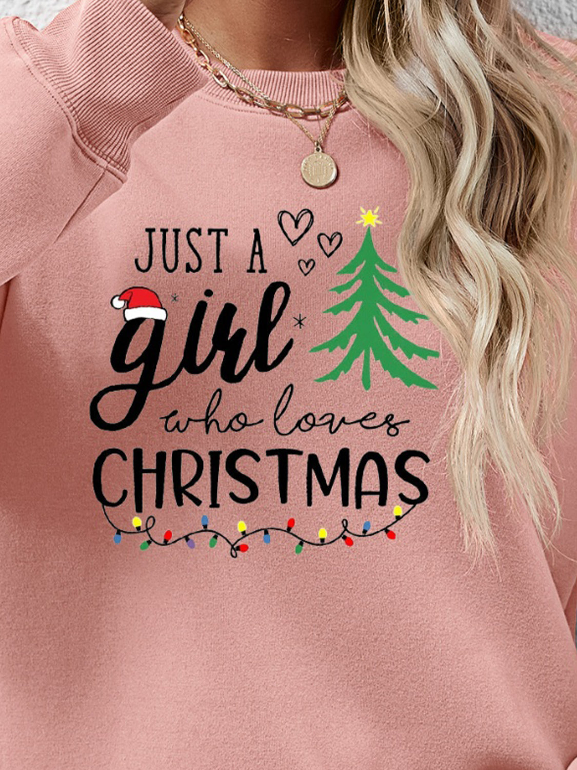 Letter Graphic Round Neck Sweatshirt - Tantalize Boutique