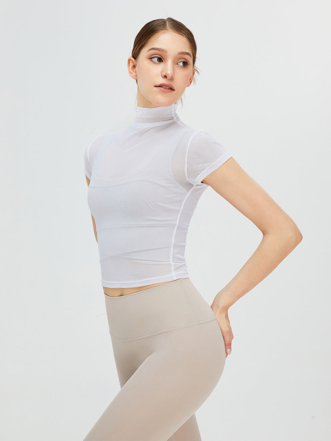 Turtleneck Cap Sleeve Active T-Shirt - Tantalize Boutique