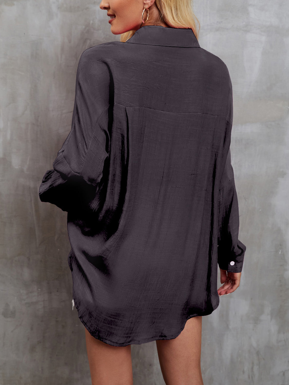 Pocketed Button Up Long Sleeve Shirt - Tantalize Boutique
