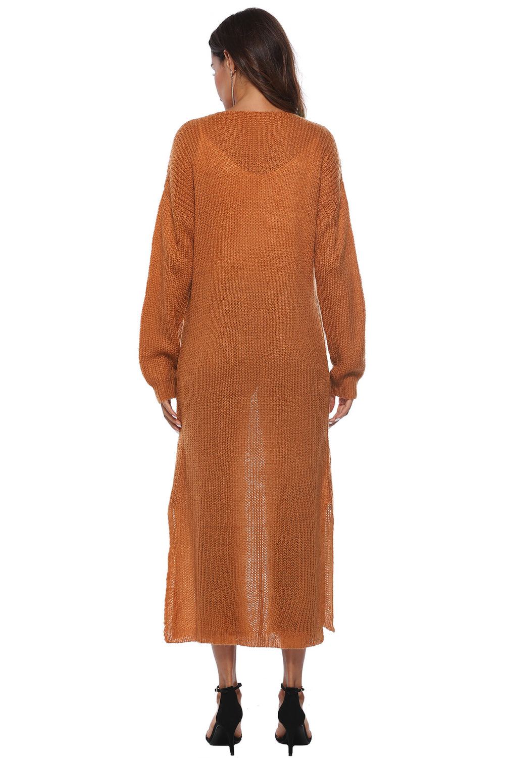 Long Sleeve Open Front Buttoned Cardigan - Tantalize Boutique