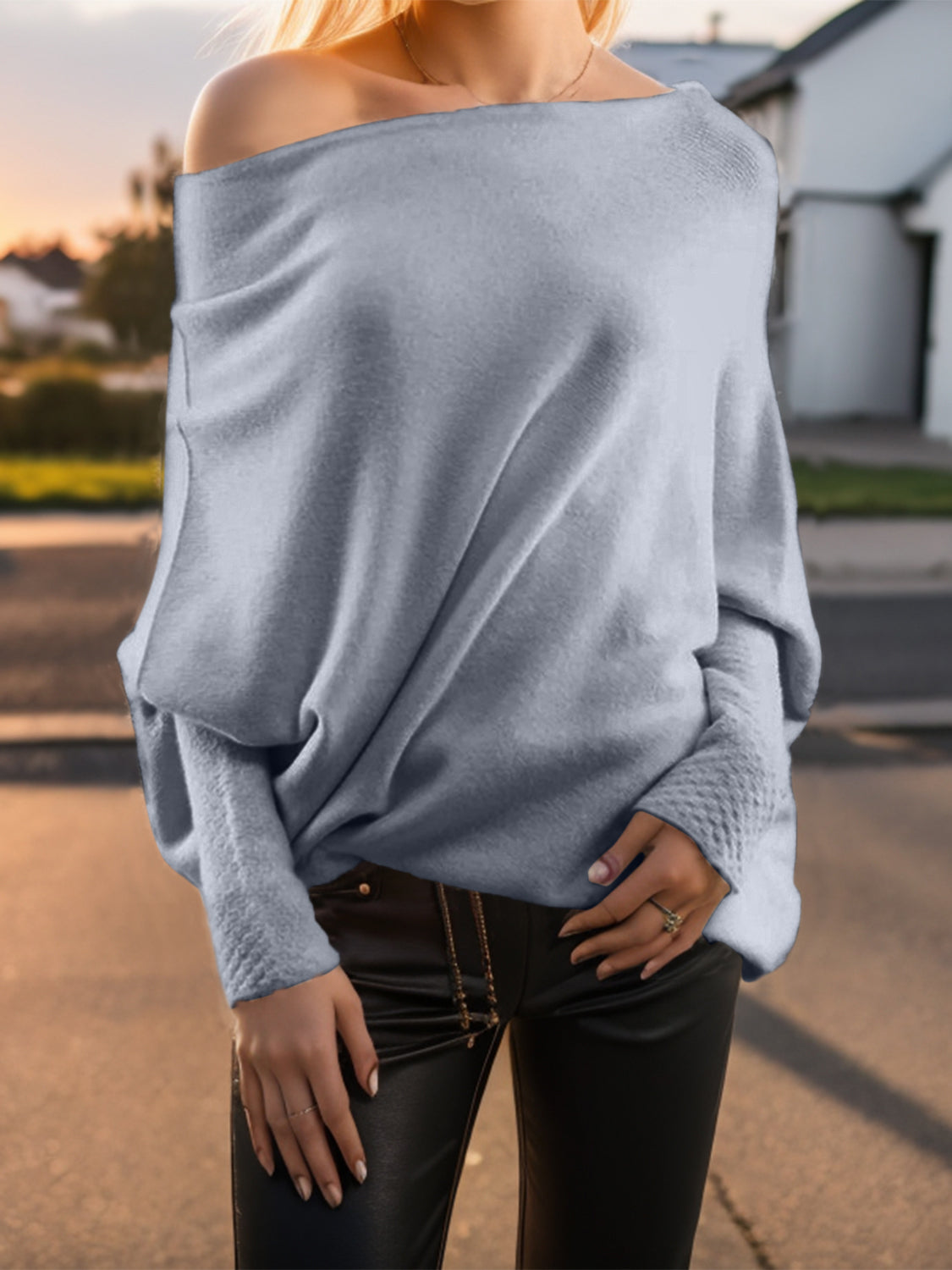 Texture Round Neck Long Sleeve Sweater - Tantalize Boutique