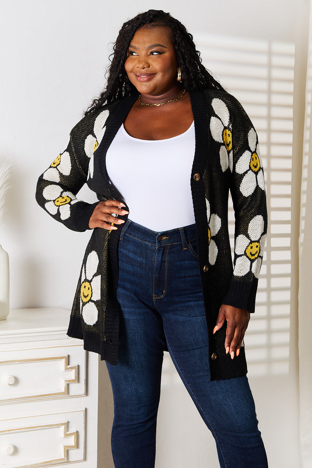 Double Take Floral Button Down Longline Cardigan - Tantalize Boutique